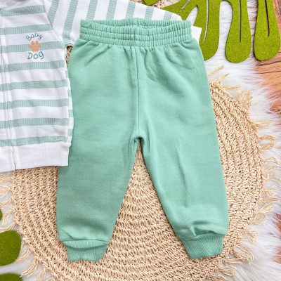 Conj. Jaqueta Baby Dog com capuz e Calça de Moletom - Verde